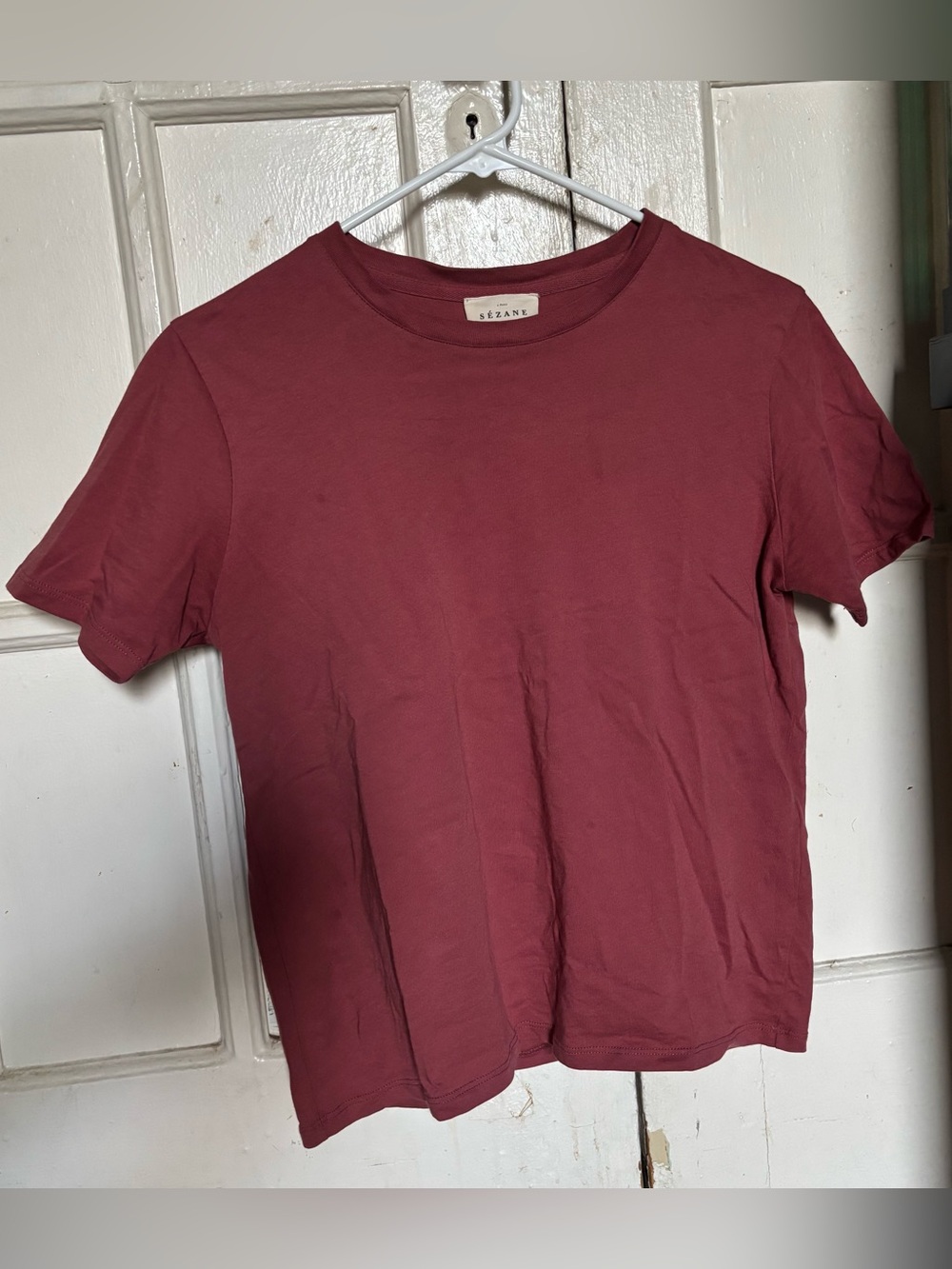 Sezane Conrad T-Shirt in Rosewood Size XS